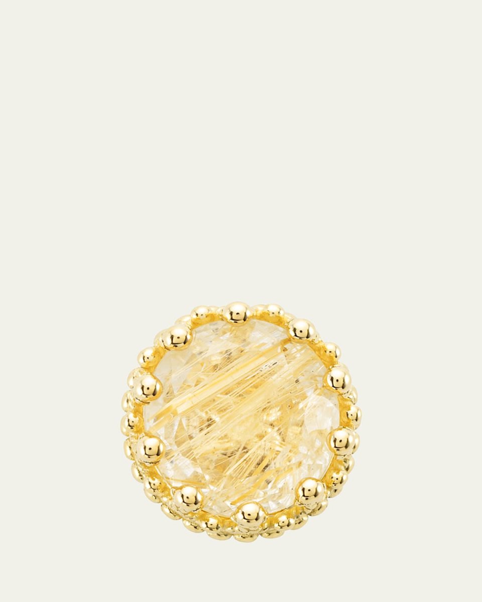 Pierreries 18K Yellow Gold Rutilated Quartz Stud Earring, Single